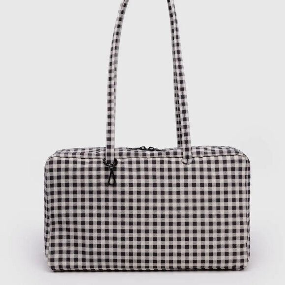 Medium Nylon Bowler Bag in Black & White Gingham NWT - Picture 2 of 3